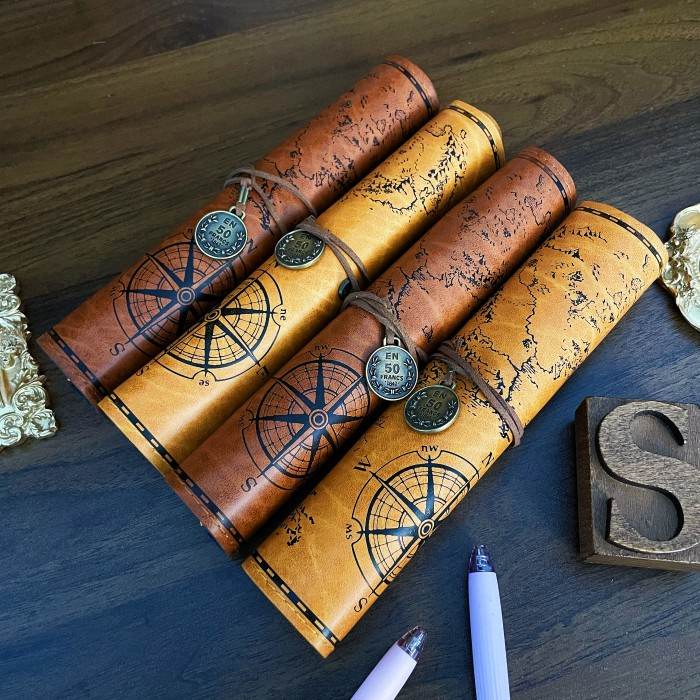 Treasure Map Pencil Roll Pouch