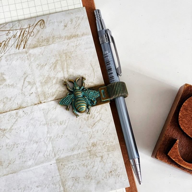 Antique Bug Pen Holder Clip