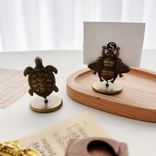 Vintage Brass Memo Clip Holder