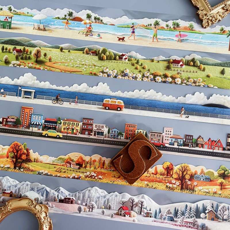Felt Mini World Kraft Paper Sticker Roll