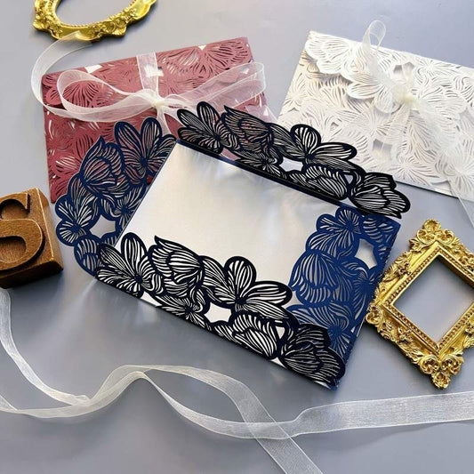 Exquisite Paper-Cut Flower Gift Card