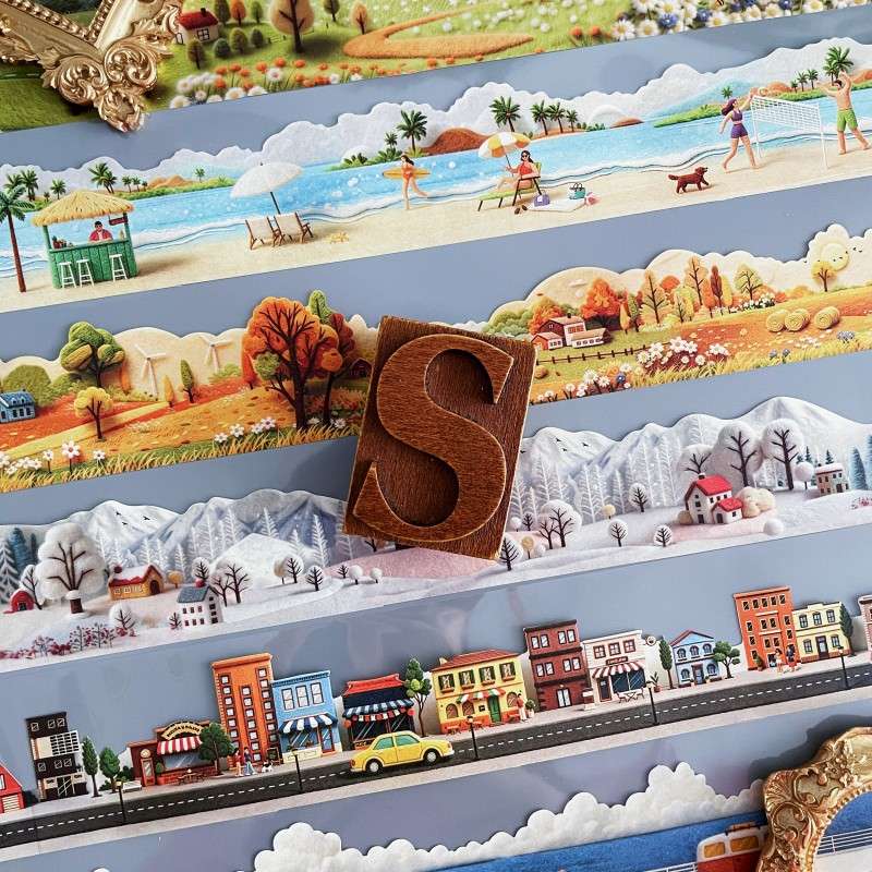 Felt Mini World Kraft Paper Sticker Roll