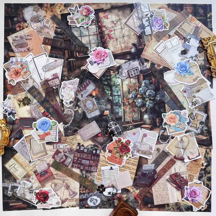 Books And Letters Ephemera Mystery Kit 110PCS