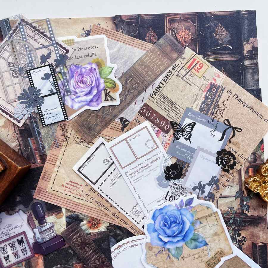 Books And Letters Ephemera Mystery Kit 110PCS