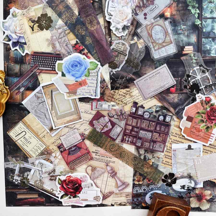 Books And Letters Ephemera Mystery Kit 110PCS