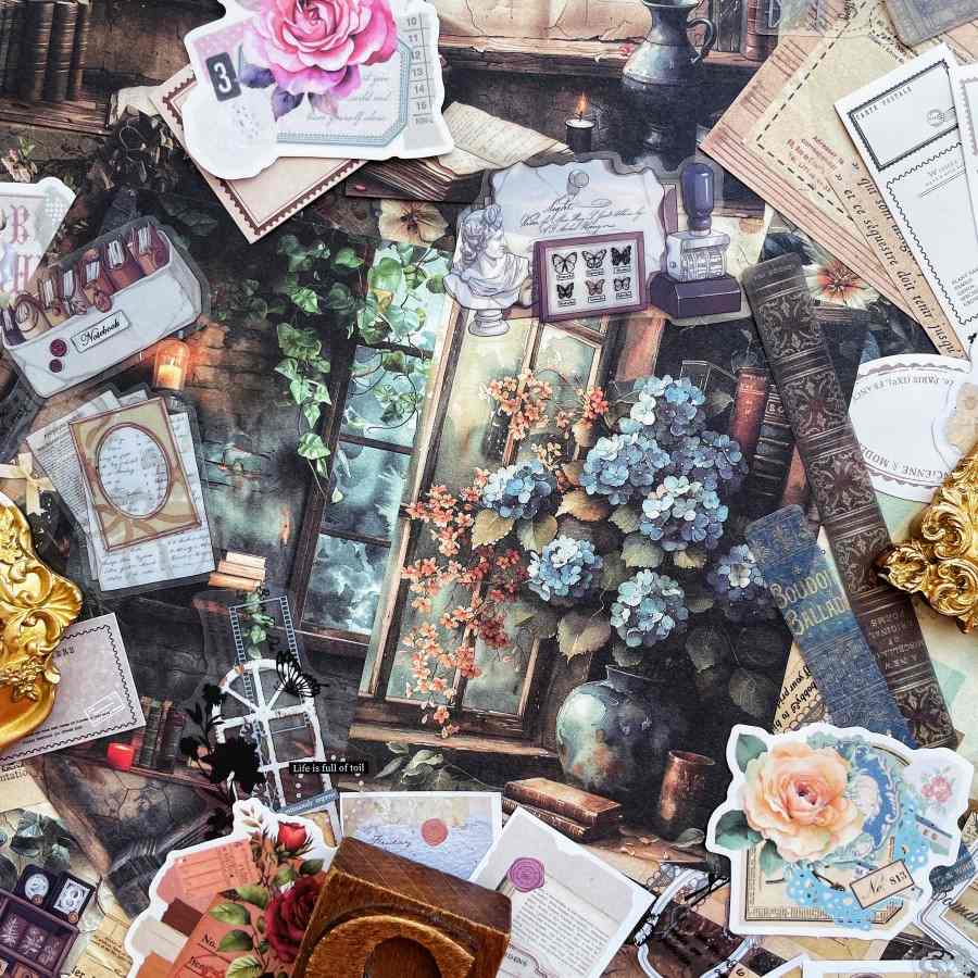 Books And Letters Ephemera Mystery Kit 110PCS