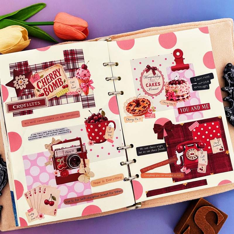 Cherry Sweetheart Ephemera Mystery Kit 100PCS