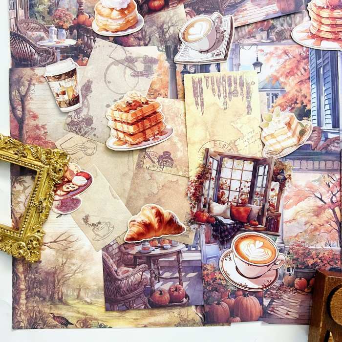 Cozy Afternoon Brew Ephemera Mystery Kit 65PCS