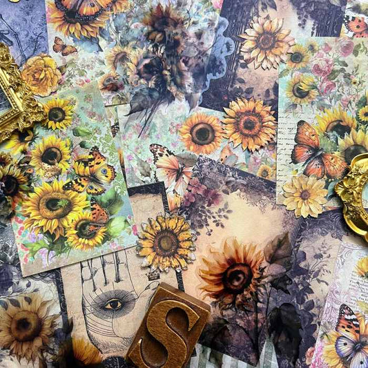 Dark Sunflower Ephemera Mystery Kit 60PCS