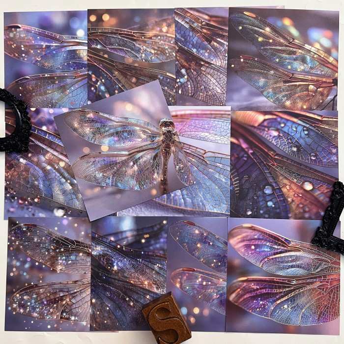 Dragonfly Wings Collage Paper 12Sheets