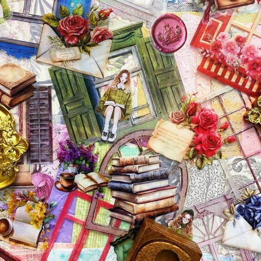 Floral Window Reading Ephemera Mystery Kit 130PCS