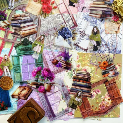 Floral Window Reading Ephemera Mystery Kit 130PCS