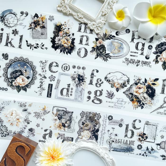 Dark Romance Alphabet Long PET Tape Journal Pages Soto Studios