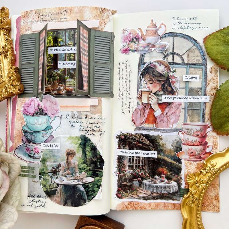 Old Tea Moments Ephemera Mystery Kit 105PCS