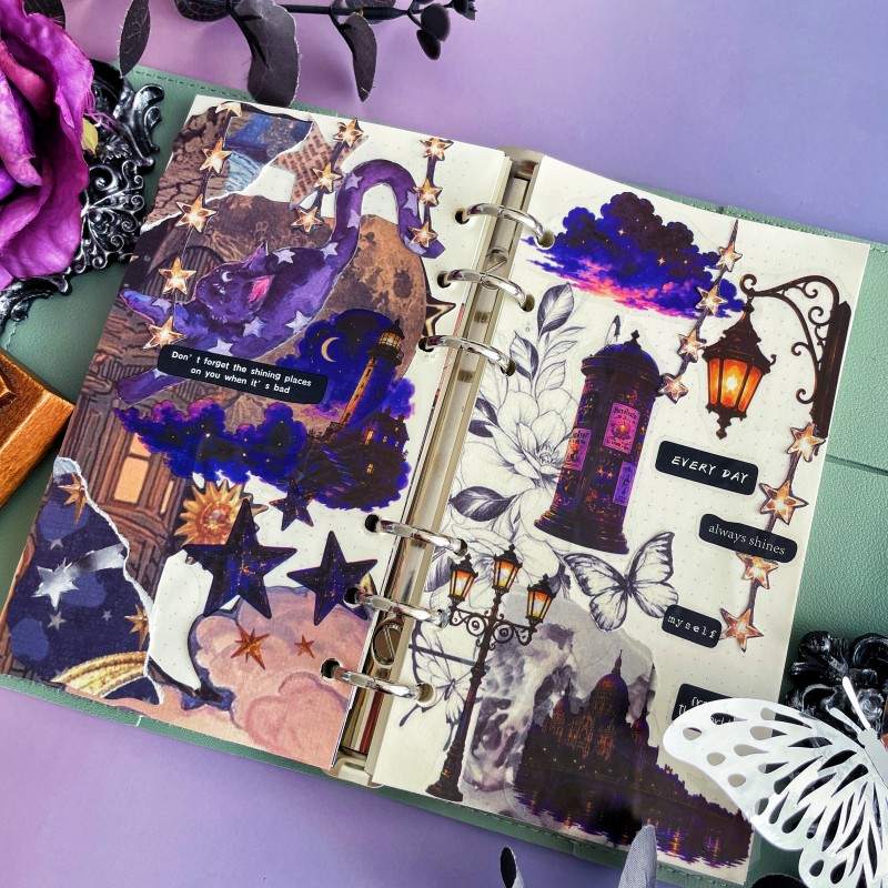 Purple Dreamscape Ephemera Mystery Kit 70PCS