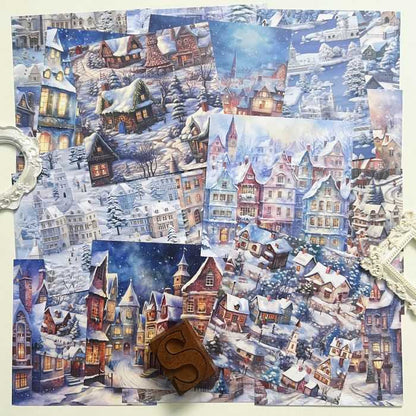 Winter Village Collage Paper 24 Sheets