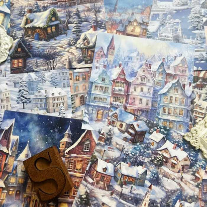 Winter Village Collage Paper 24 Sheets