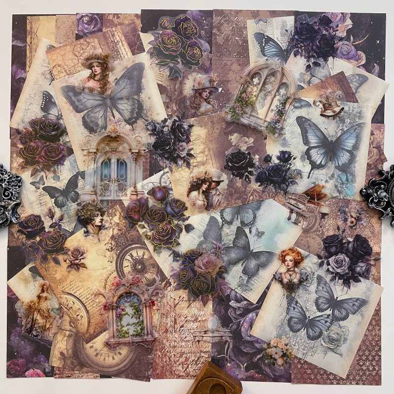 Shadowy Rose Ephemera Mystery Kit 65PCS