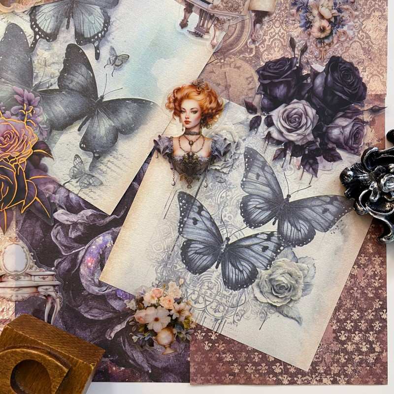 Shadowy Rose Ephemera Mystery Kit 65PCS