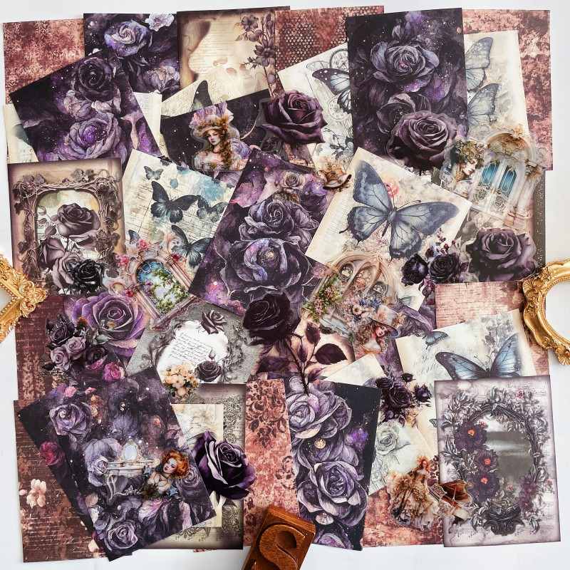 Shadowy Rose Ephemera Mystery Kit 65PCS