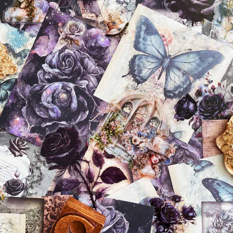 Shadowy Rose Ephemera Mystery Kit 65PCS