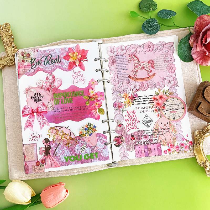 Sweet Pink Ephemera Mystery Kit 70PCS