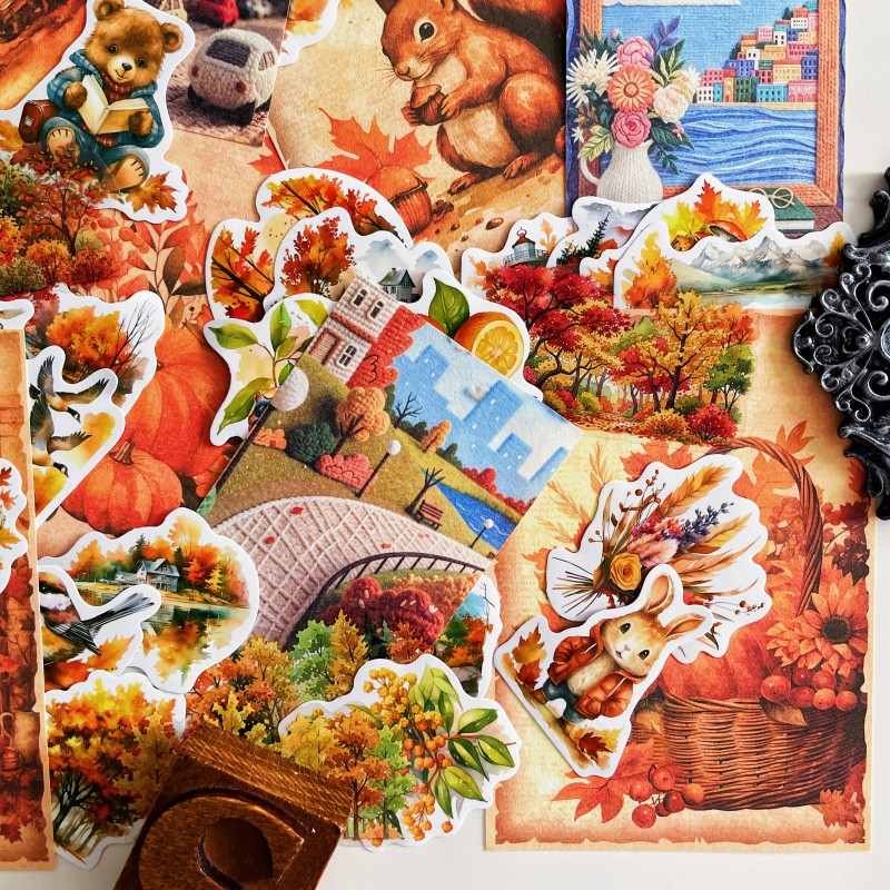 Autumn Journey Ephemera Mystery Kit 60PCS
