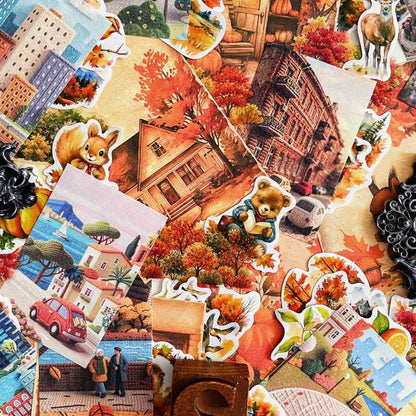 Autumn Journey Ephemera Mystery Kit 60PCS