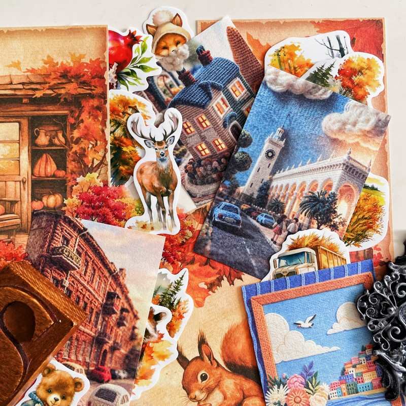 Autumn Journey Ephemera Mystery Kit 60PCS