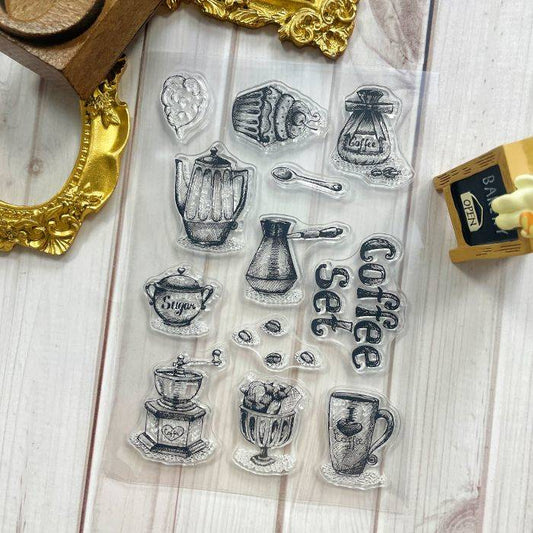 Coffee Set Clear Stamp