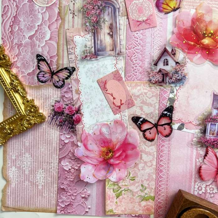 Coral Pink Ephemera Mystery Kit