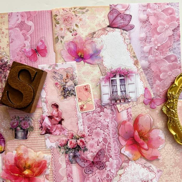 Coral Pink Ephemera Mystery Kit