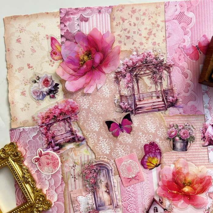 Coral Pink Ephemera Mystery Kit