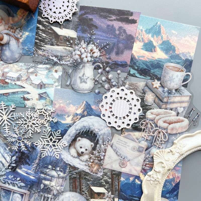 Snow Dawn Ephemera Mystery Kit 85PCS