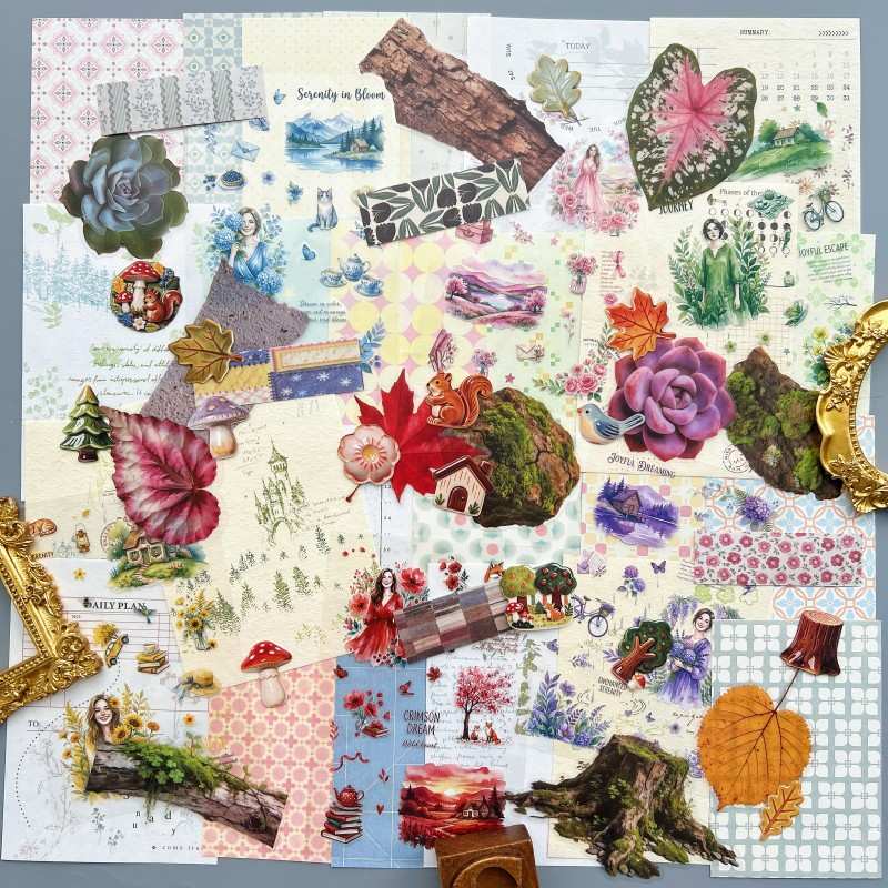 Wild Moss Garden Ephemera Mystery Kit 60PCS