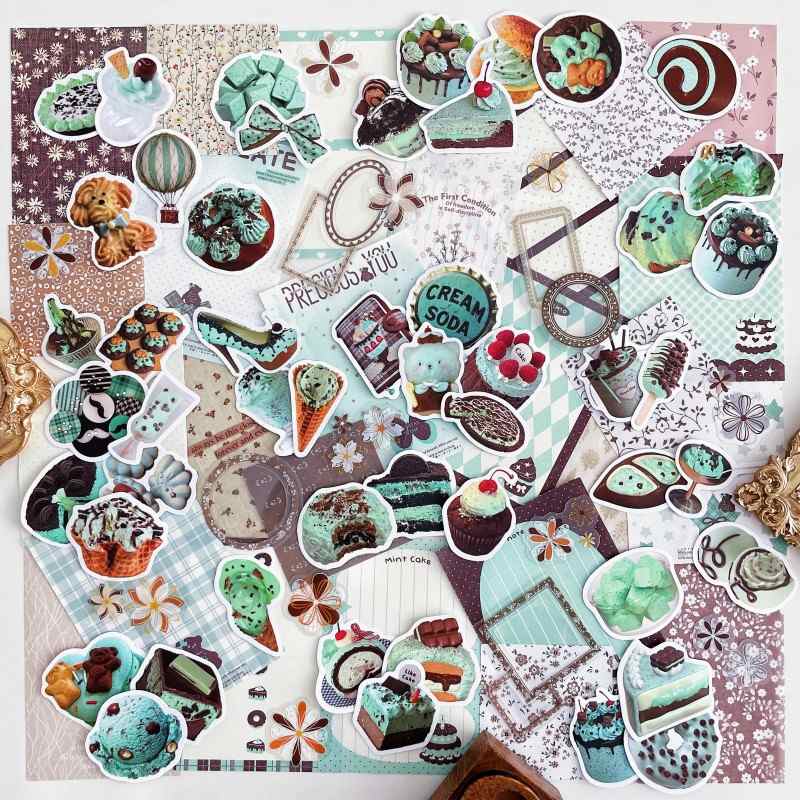 Chocolate Mint Ephemera Mystery Kit 90PCS