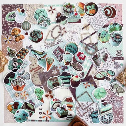Chocolate Mint Ephemera Mystery Kit 90PCS