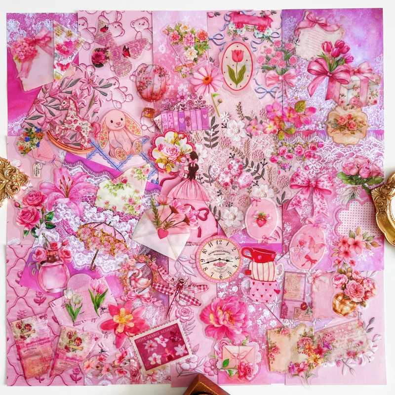 Sweet Pink Ephemera Mystery Kit 70PCS