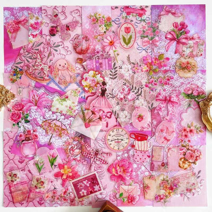 Sweet Pink Ephemera Mystery Kit 70PCS