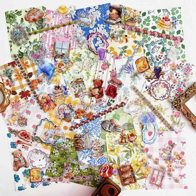 Pastoral Watercolors Ephemera Mystery Kit 85PCS