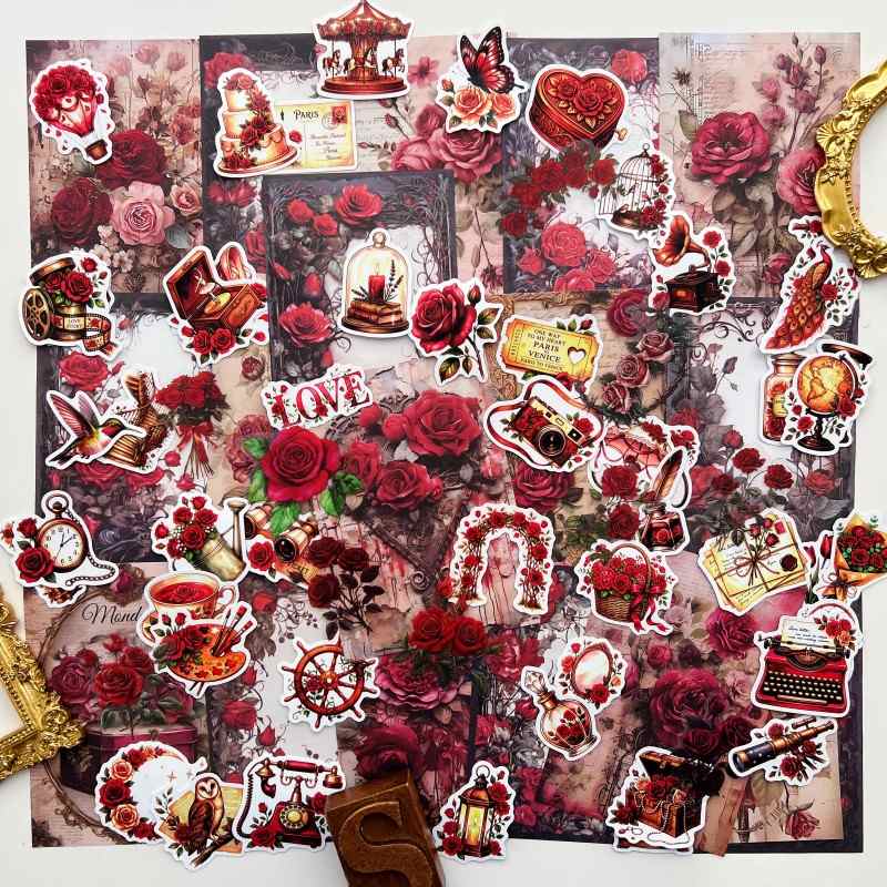 Heritage Rose Ephemera Mystery Kit 80PCS