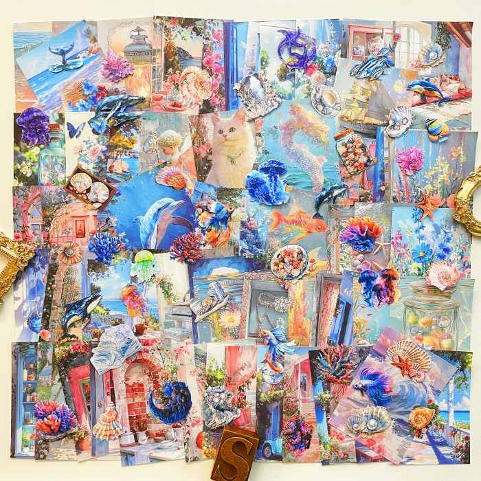 Vibrant Sea World Ephemera Mystery Kit 120PCS