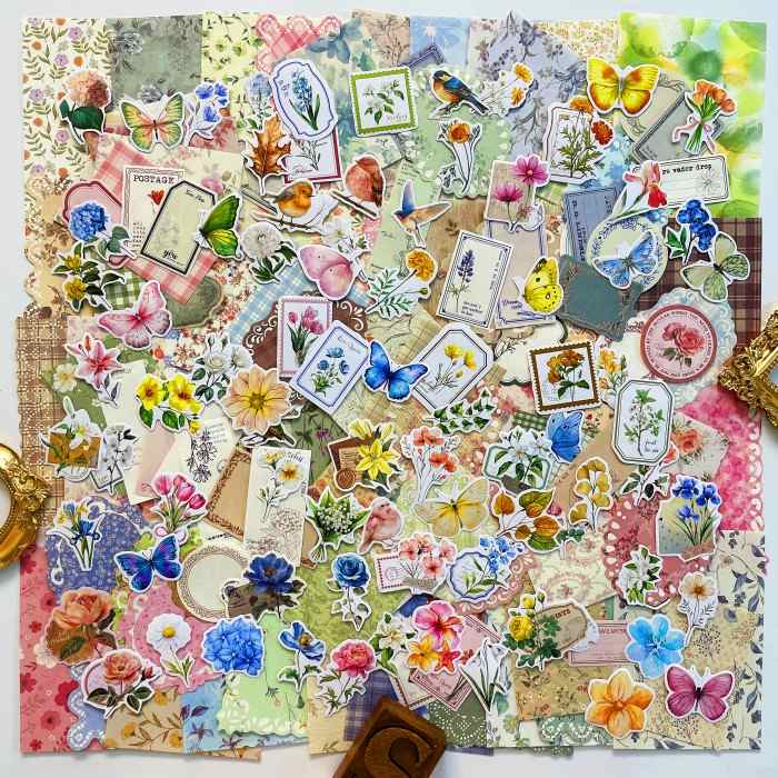Flowers Past Ephemera Kit 200PCS