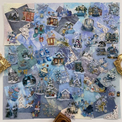Blue Winter Ephemera Mystery Kit 85PCS