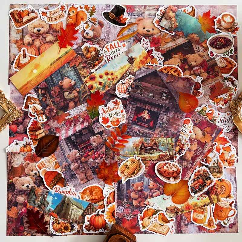 Autumn Vibes Ephemera Mystery Kit 80PCS