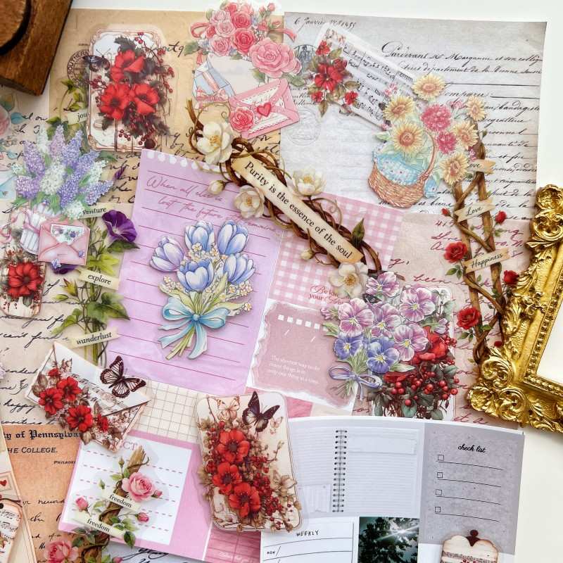 Blooming Letters Ephemera Mystery Kit 60PCS