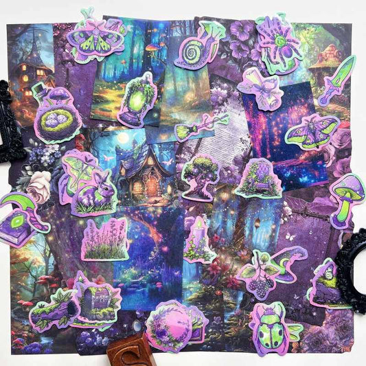 Violet Spellwood Ephemera Mystery Kit 75PCS