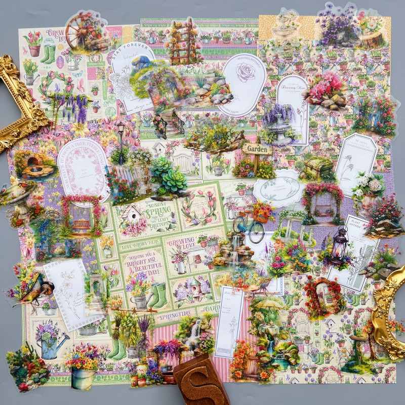 Quiet Garden Ephemera Mystery Kit 70PCS