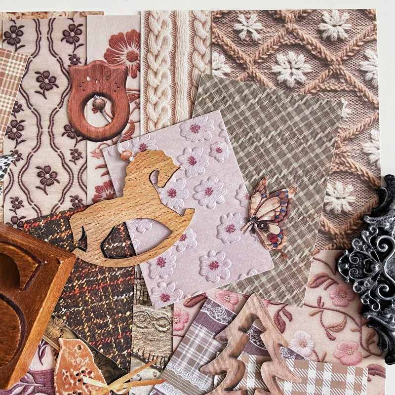 Caramel Textile Ephemera Mystery Kit 70PCS