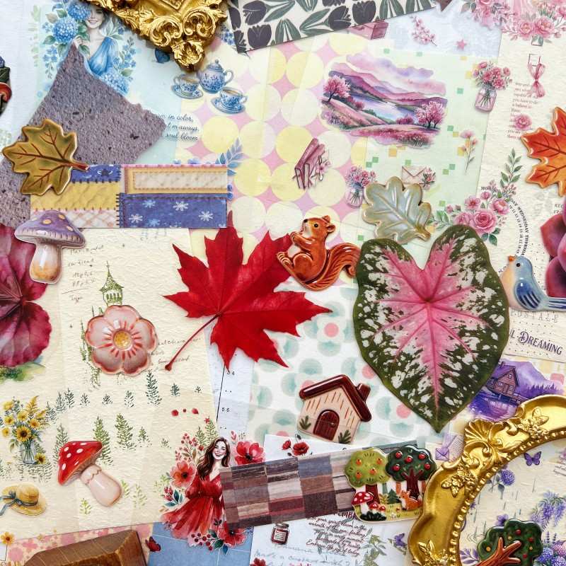 Wild Moss Garden Ephemera Mystery Kit 60PCS